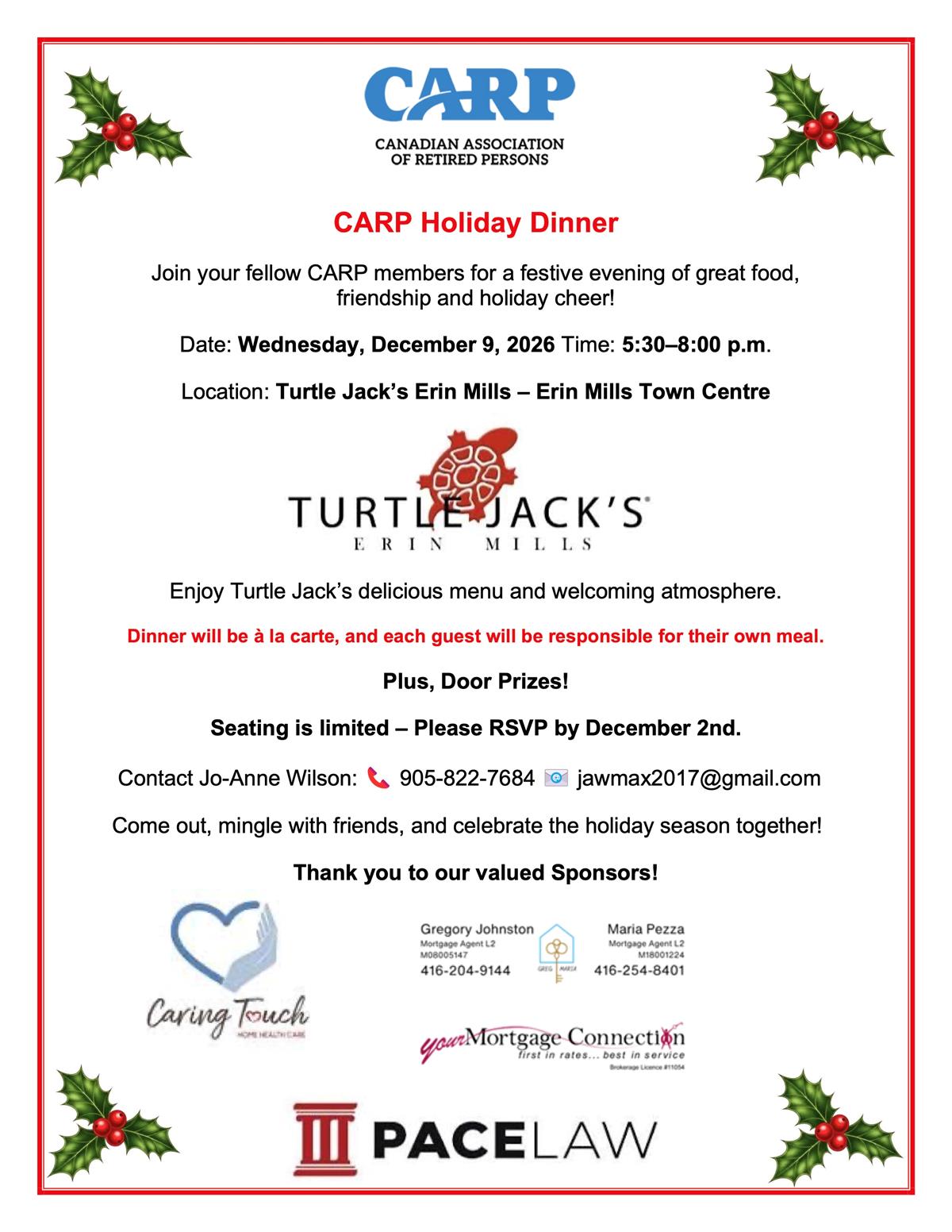 CARP Holiday Dinner 9 Dec 2026 image source: CARP
